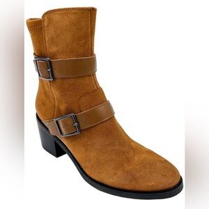 Donald Pliner Women's Darby Suede Zip-Up Ankle Boots Saddle